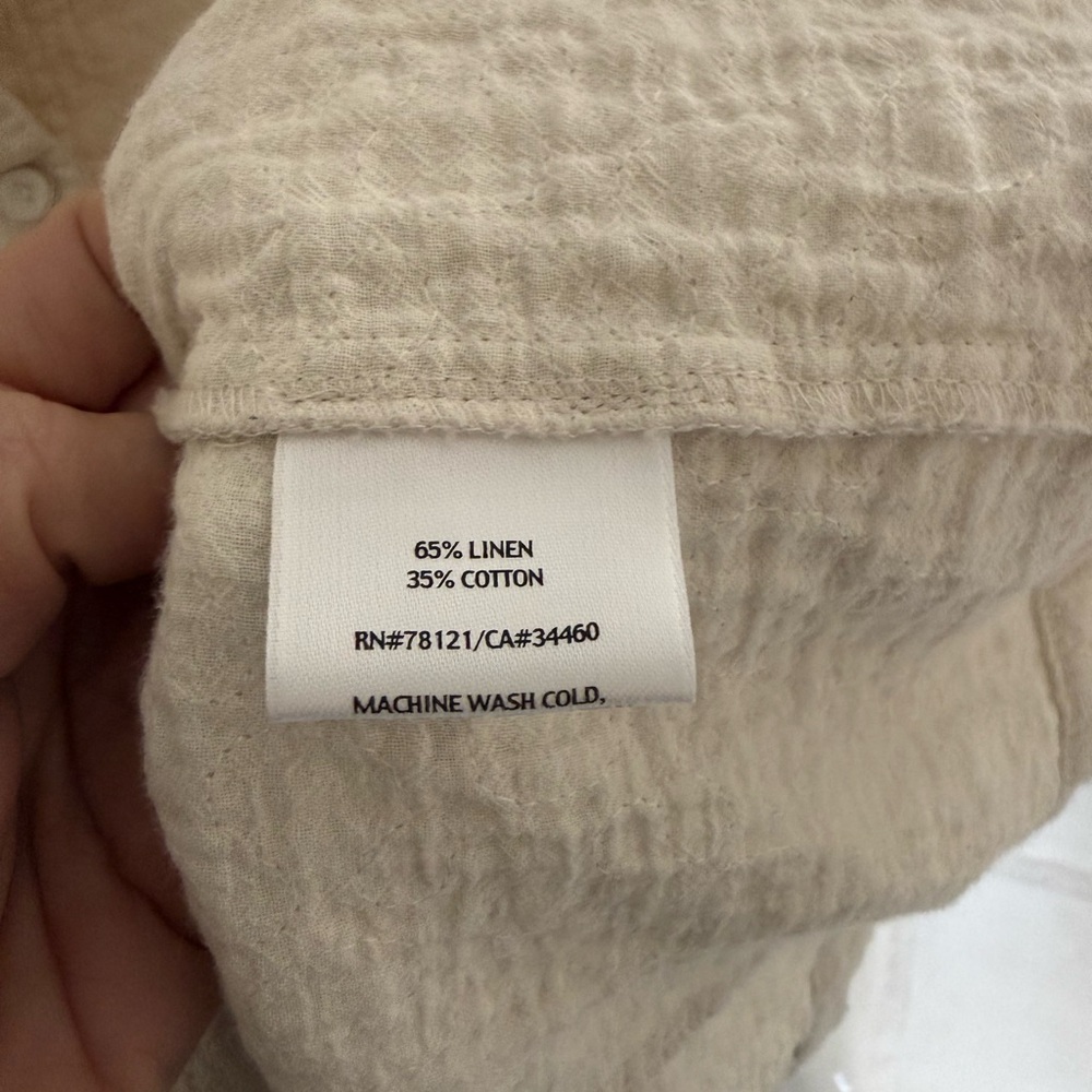Eileen Fisher Women's Quilted Cream Button-Up Linen Cotton Light Jacket S fits M - Picture 9 of 13
